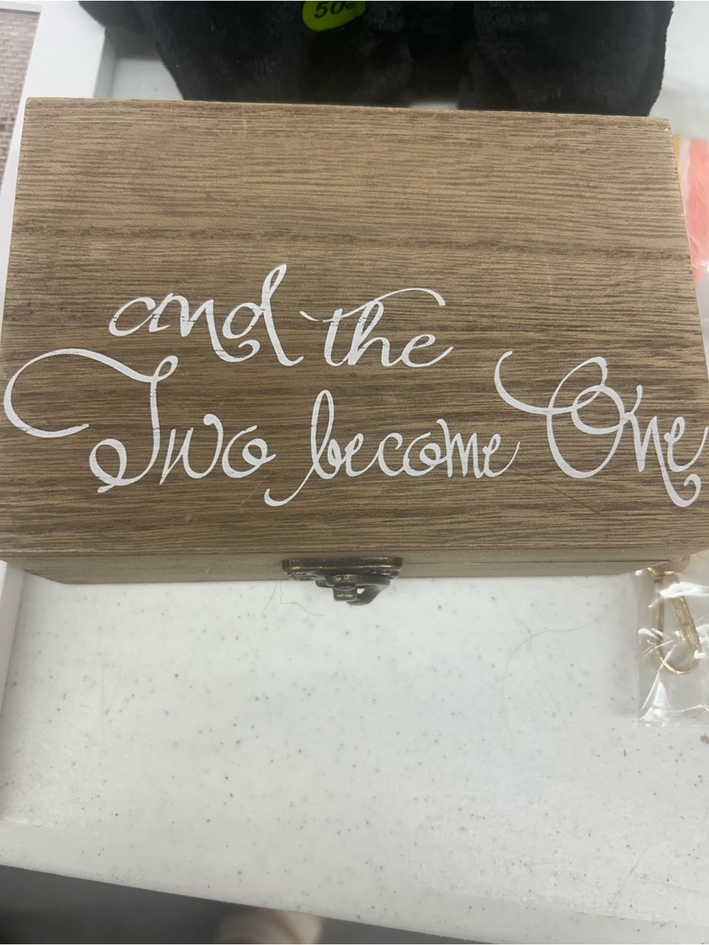 Wooden Keepsake Box "and the Two become One" - Rustic Brown